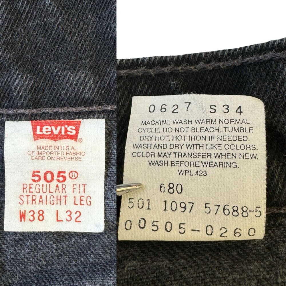 Vintage 90s Levi’s Jeans 505 Made In USA Black Men’s Tag Size 38 x 32 Retro - Picture 10 of 16